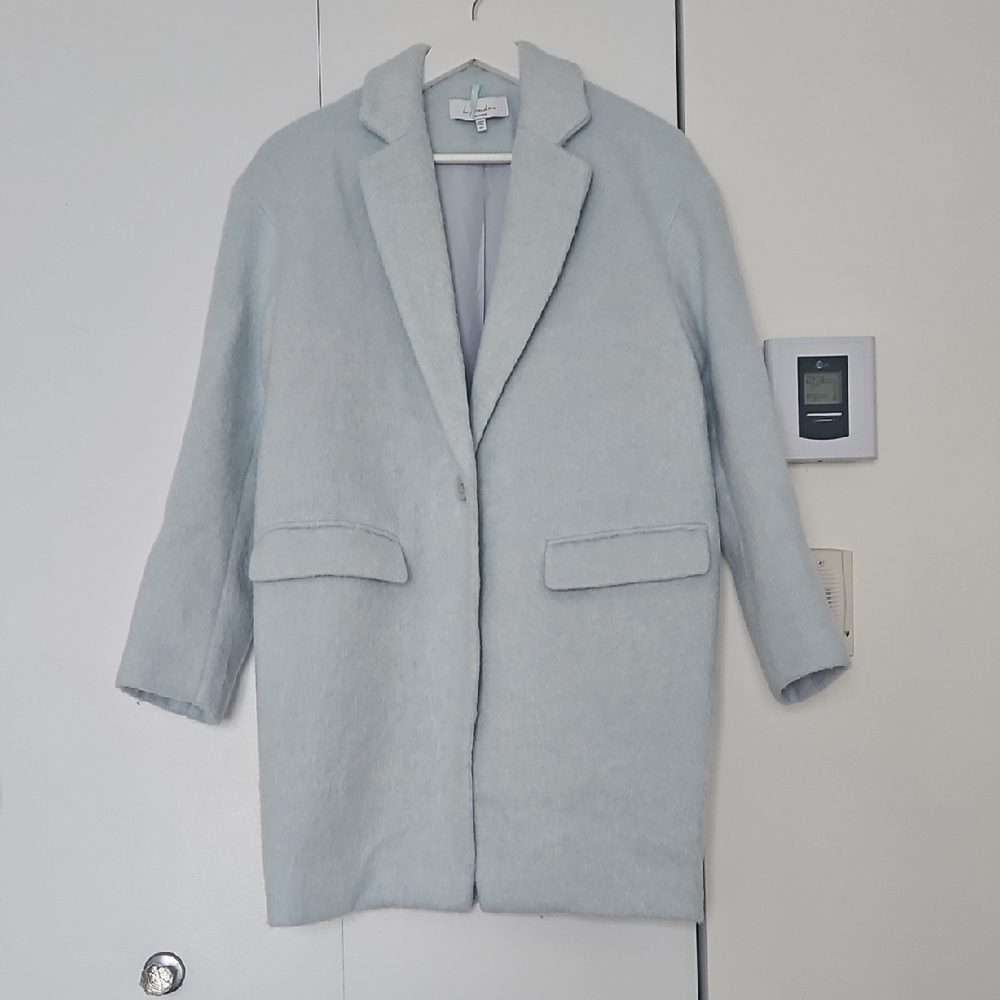 L'Academie Pale Blue Single-Button Wool-Blend Trench Coat